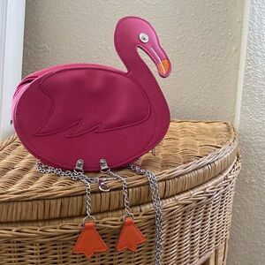 Flamingo clutch with cross body strap